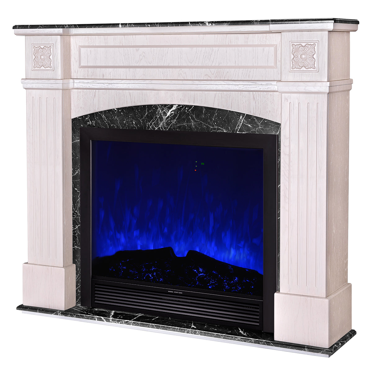 Camino Elettrico da Pavimento 136,5x157x32 cm Effetto Fiamma 1500W Josefina maxi & Maximus Ivory/dark gray