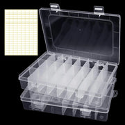 Set da 2 Sortitore da Dozzina con 24 Scatole - Scatola di Archiviazione Transparente per Piccoli Componenti con Pareti di Divisione Regolabili