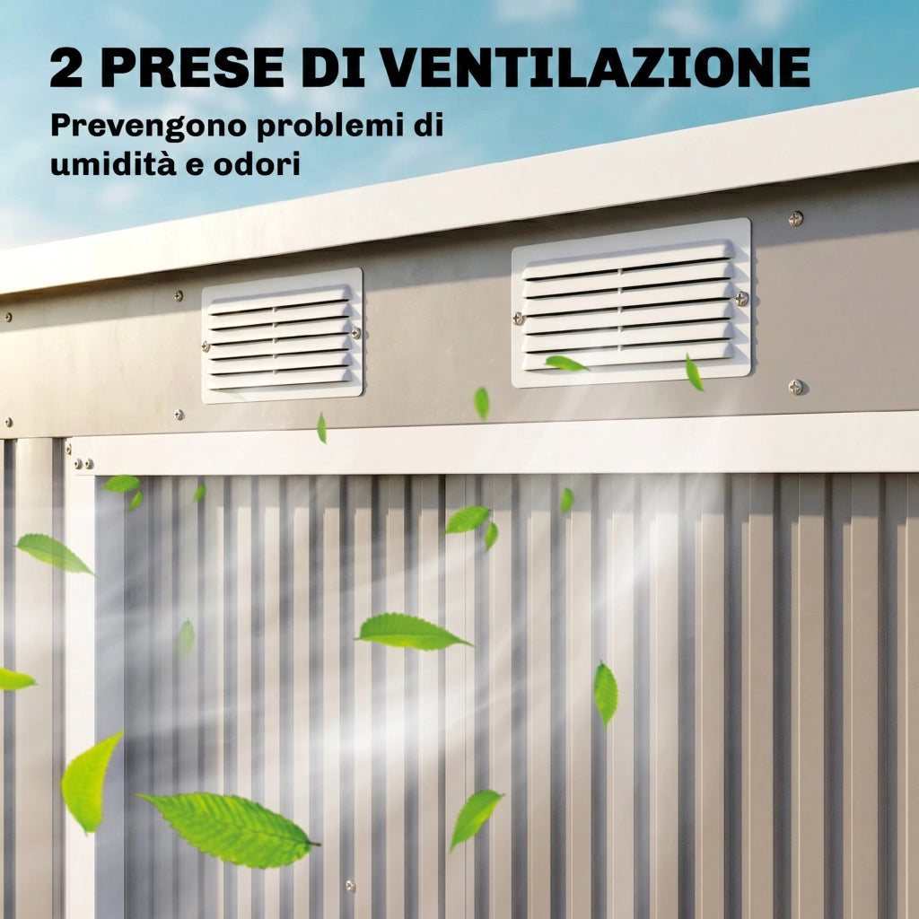Capanno Attrezzi ¨C Minimal ¨C Grigio Acciaio Zincato 213x130x172 cm