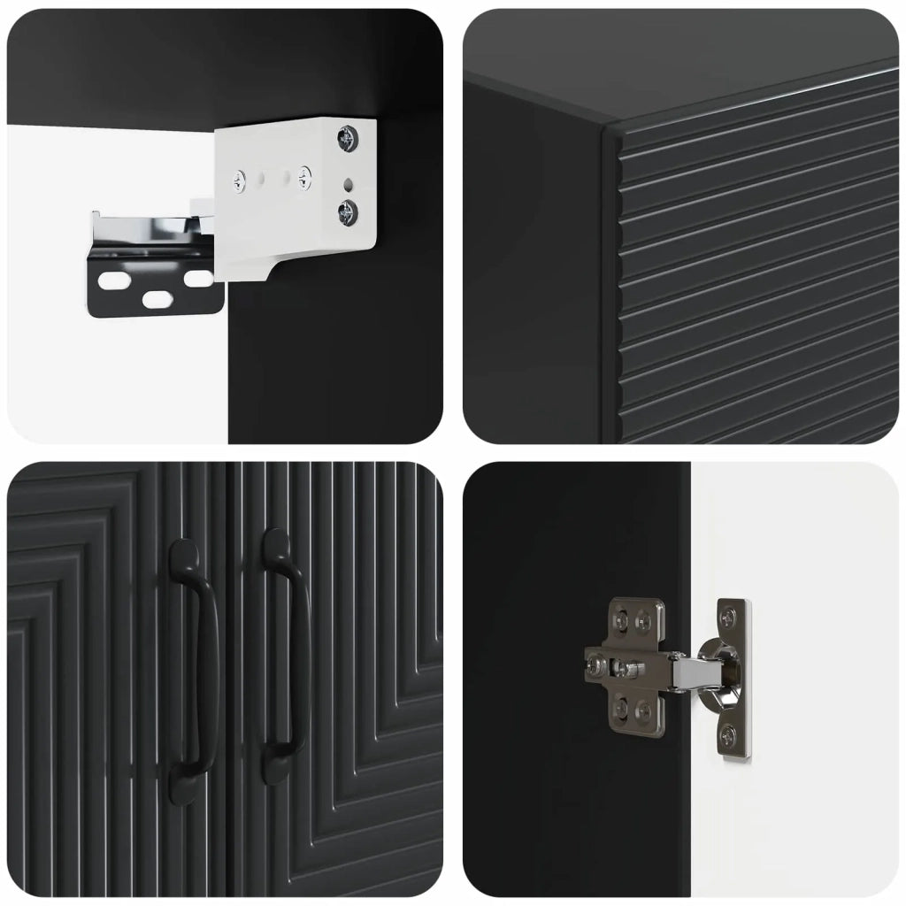 Mobiletto a muro Nero 66 x 34,5 x 90 cm Legno ingegnerizzato