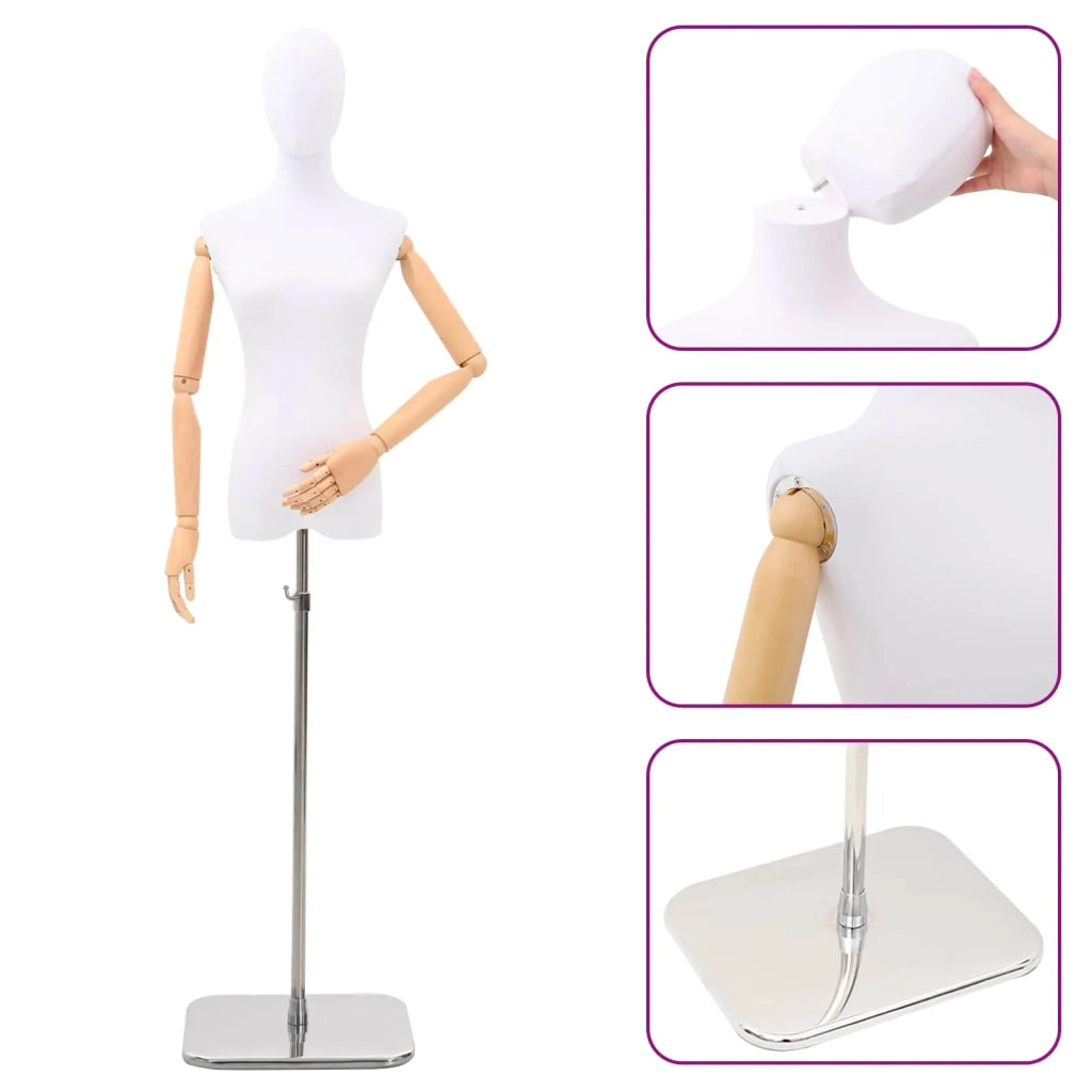 Manichino Regolabile 165-213 cm con Base Femmina PP Bianco 42041699