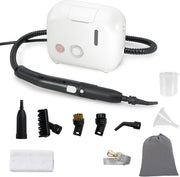 1600W Pulitore a Vapore Portatile, Vaporizzatore Domestico con Serbatoio d'Acqua 1 L (Sostenibile), Tempo Riscaldamento 10s, Macchina per Pulizia a Vapore Multiuso (Bianco)
