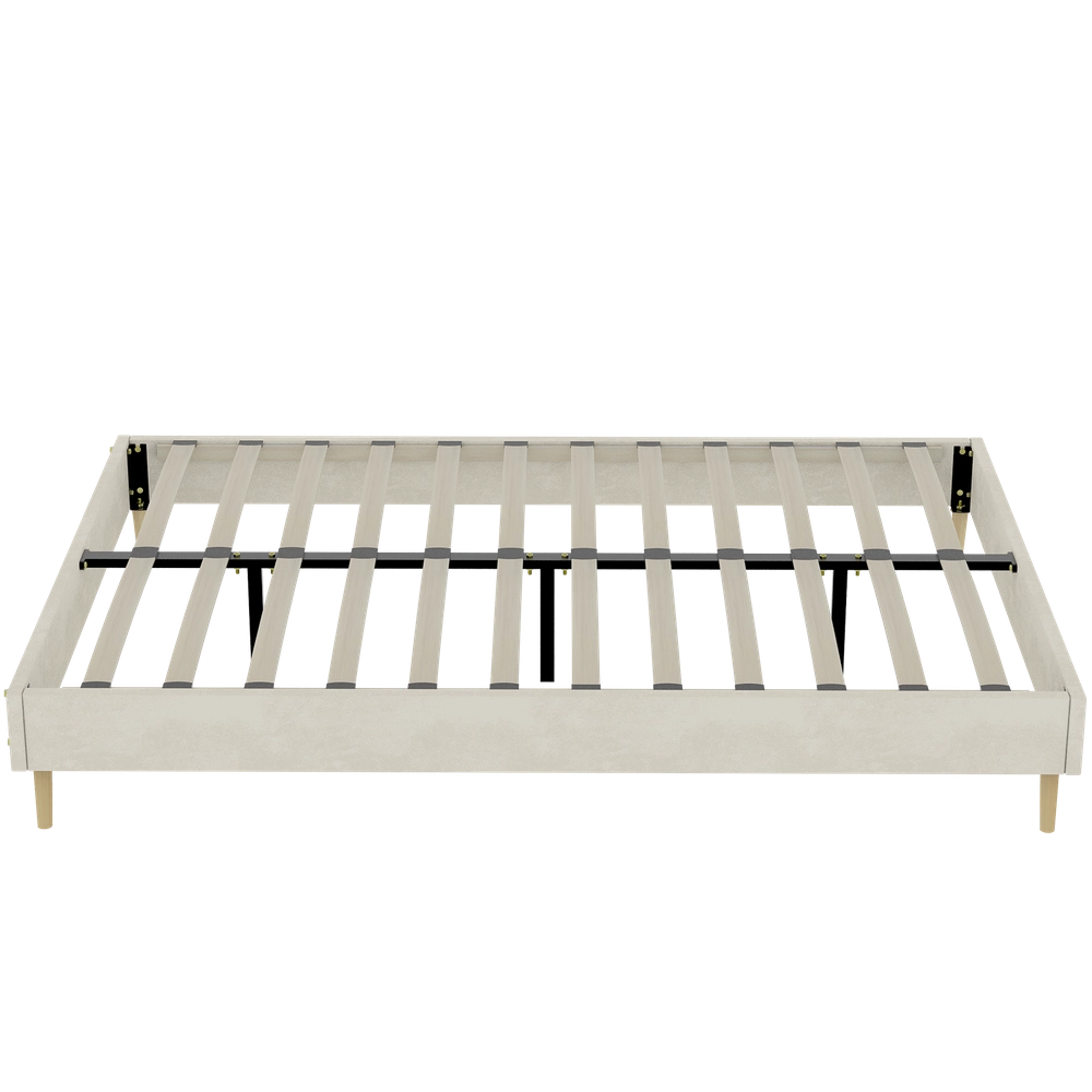Letto Matrimoniale Imbottito ¨C MINIMAL ¨C Velluto Beige 140x200, Senza Testiera