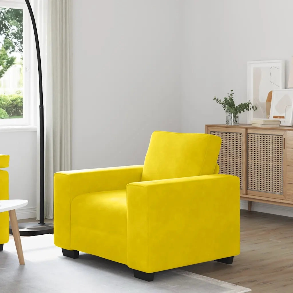 Divano Sedia Giallo 100x77x82 cm Velluto 4105253