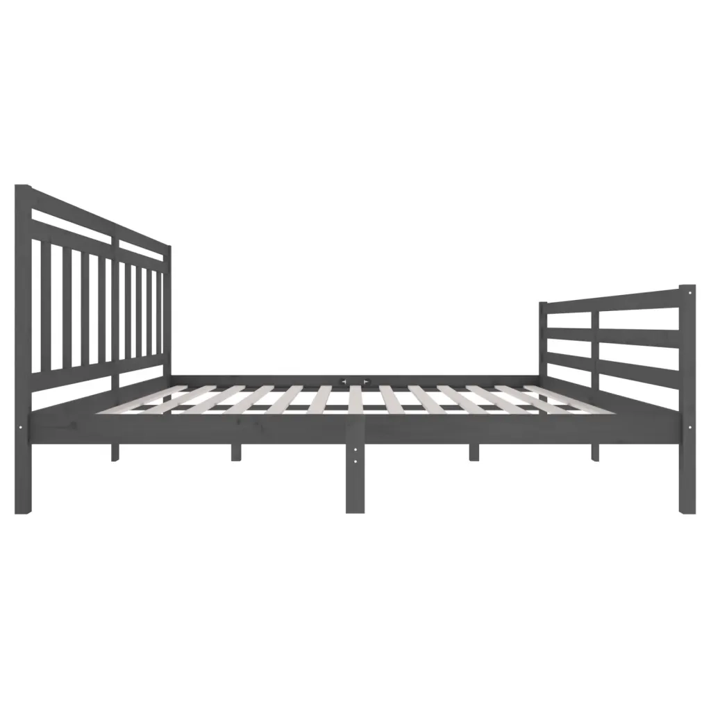 Giroletto-Struttura Letto Grigio in Legno Massello di Pino 200x200 cm 627273