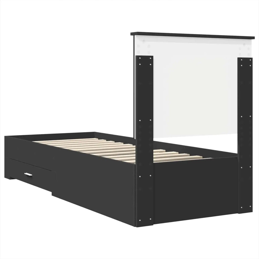 Struttura del letto con testiera Nero e Argento 70 x 190 cm 3411369
