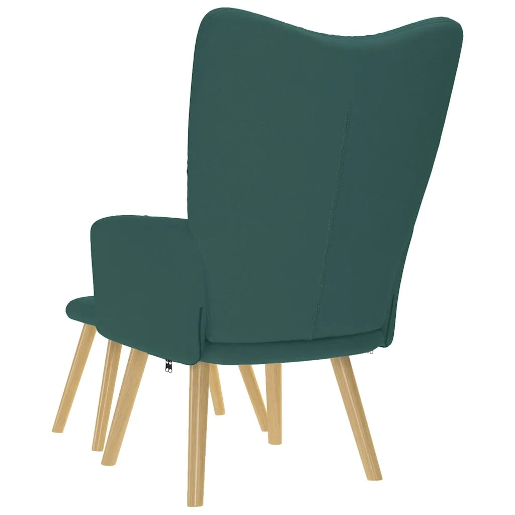 Divano Sedia-Poltrona Relax con Poggiapiedi Verde Scuro in Tessuto 297664