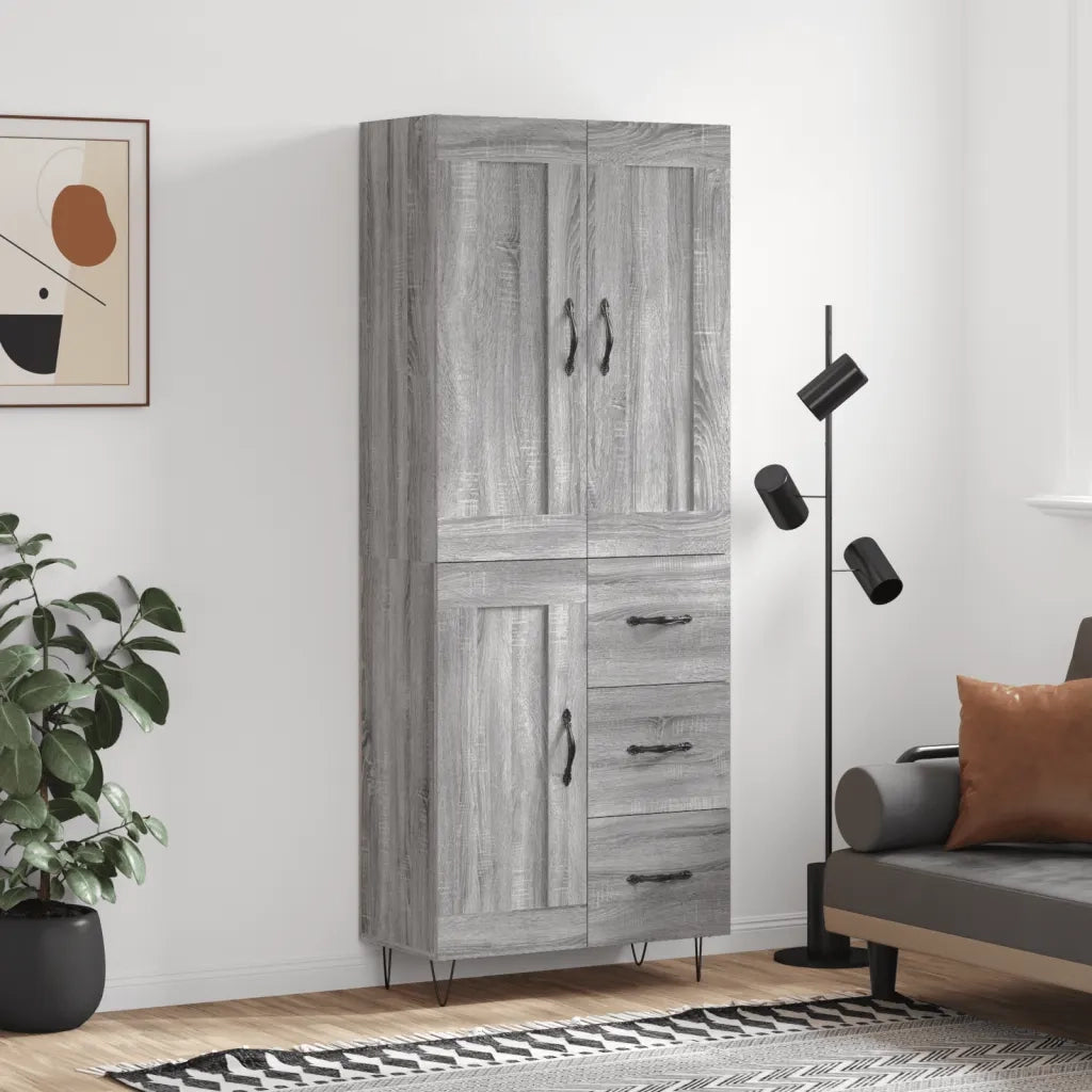Credenza Grigio Sonoma 69,5x34x180 cm in Legno Multistrato 3200039