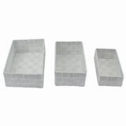 Trade Shop - Set 3pz Scatola Portaoggetti Tessuto Intrecciato Contenitori Grigio Chiaro 79054 -