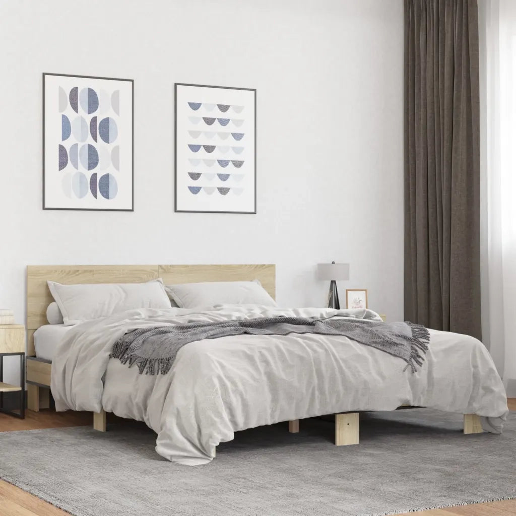 Giroletto Rovere Sonoma 160x200 cm in Legno Multistrato Metallo 3280183