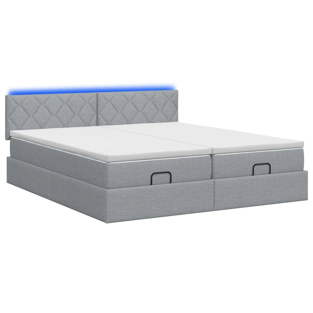 Letto Ottomano con Materasso e LED Grigio Chiaro 160 x 200 cm 3457287