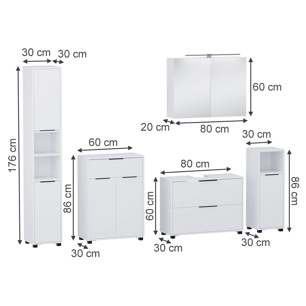 Vicco Set di mobili da bagno Bianco 5 parti