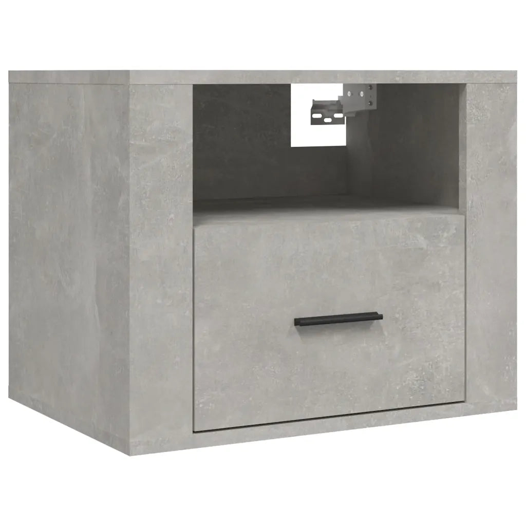 Comodino | Armadio da Notte | Mobiletto da notte a Muro Grigio Cemento 50x36x40 cm