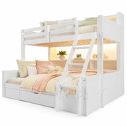 LETTO A CASTELLO 90x200 cm + 140x200 cm in legno bianco con LED