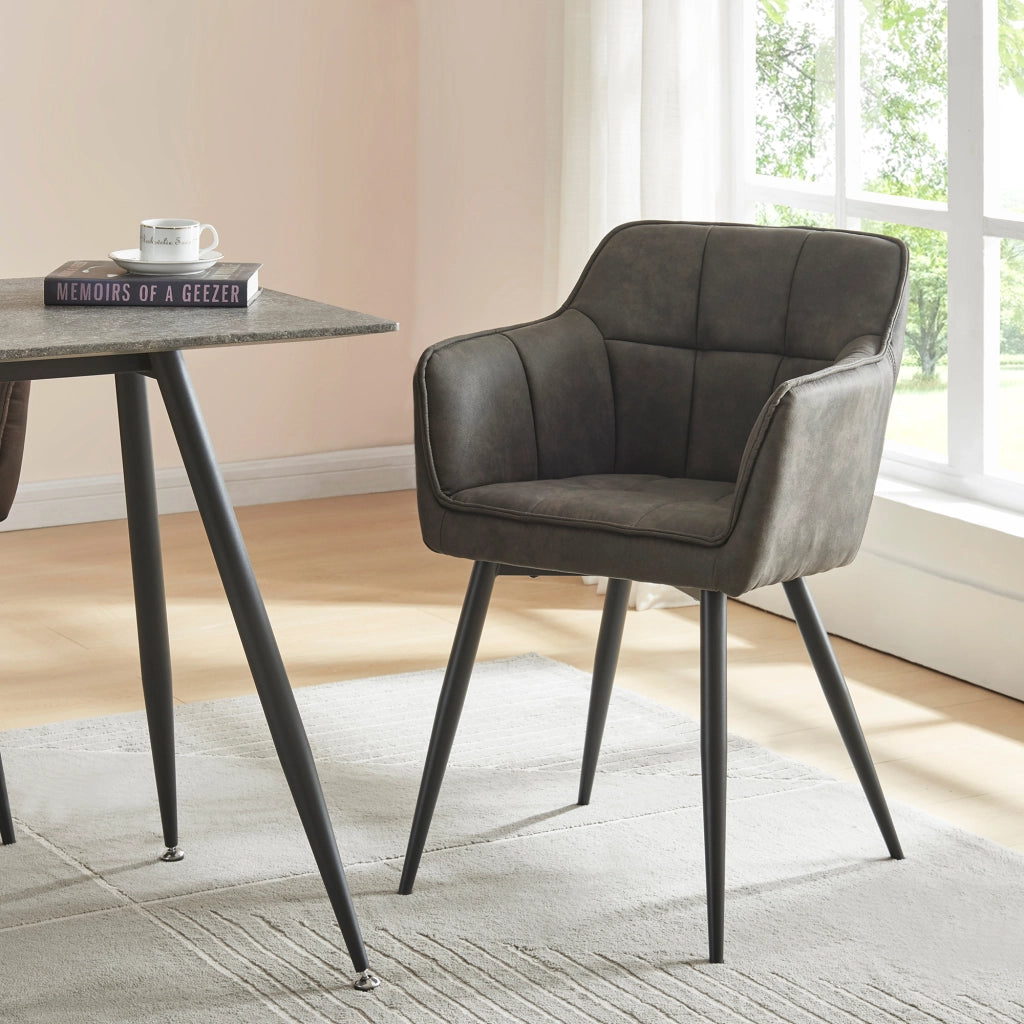 Set di 4 Sedie per Sala Pranzo Birmingham Effetto Velluto Grigio Scuro [en.casa]