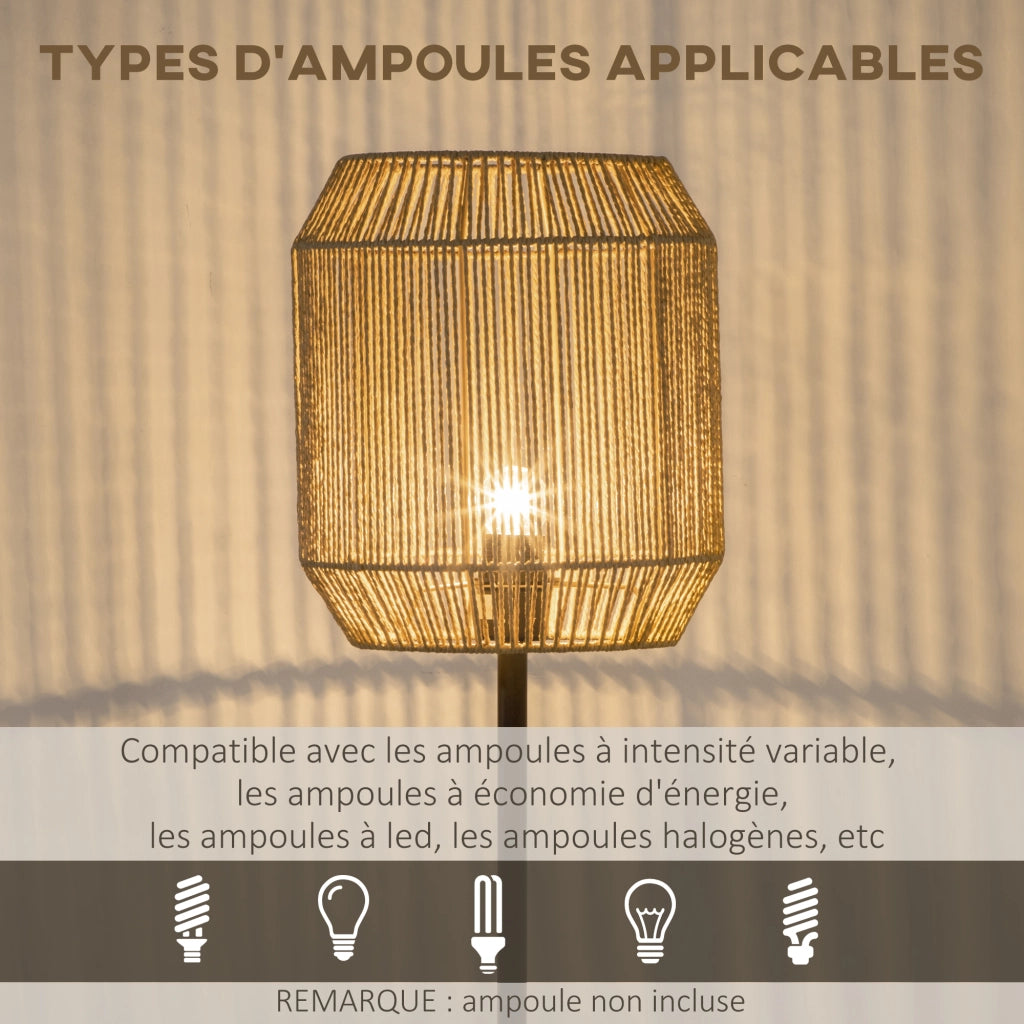 Lampada da terra ¨C Xylo ¨C abat-jour corda carta naturale E27 ?26x164H cm