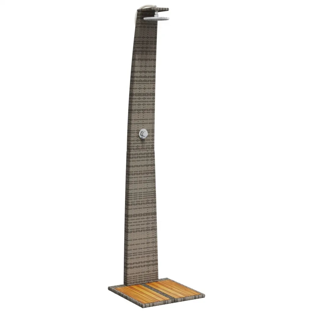 Doccia da Esterno Grigia 55x60x224 cm Polyrattan e Legno Acacia CFW9580001