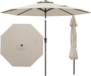 Ombrellone da Giardino 270 cm, Ombrellone da Esterno con Inclinazione Regolabile, Manovella, 8 Stecche, Tettuccio Ventilato, per Spiaggia, Bordo Piscina (Beige, 270 cm 8 Stecche)