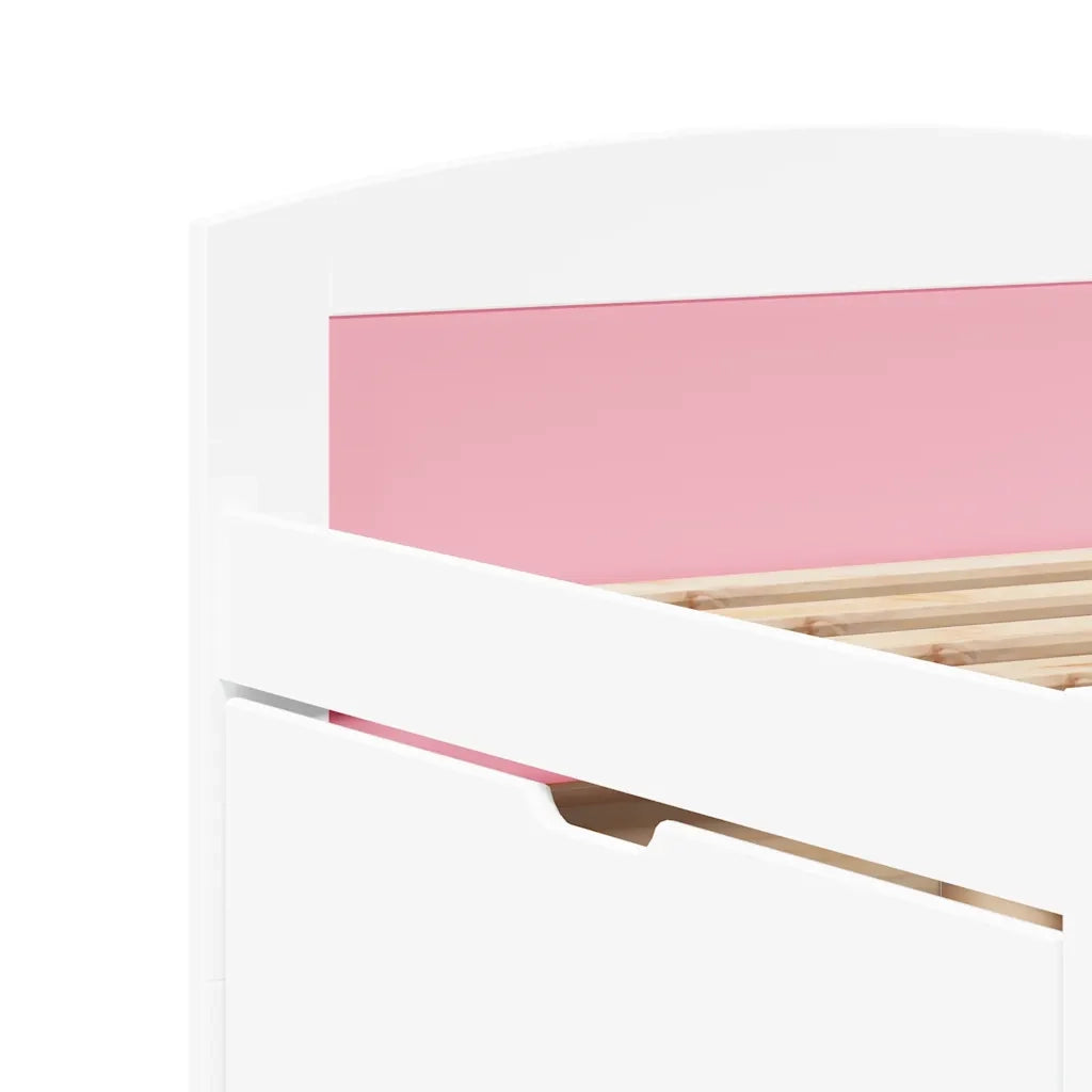 vidaXL Dormeuse 5 Cassetti senza Materasso Bianco&Rosa 90x200 cm IRUN