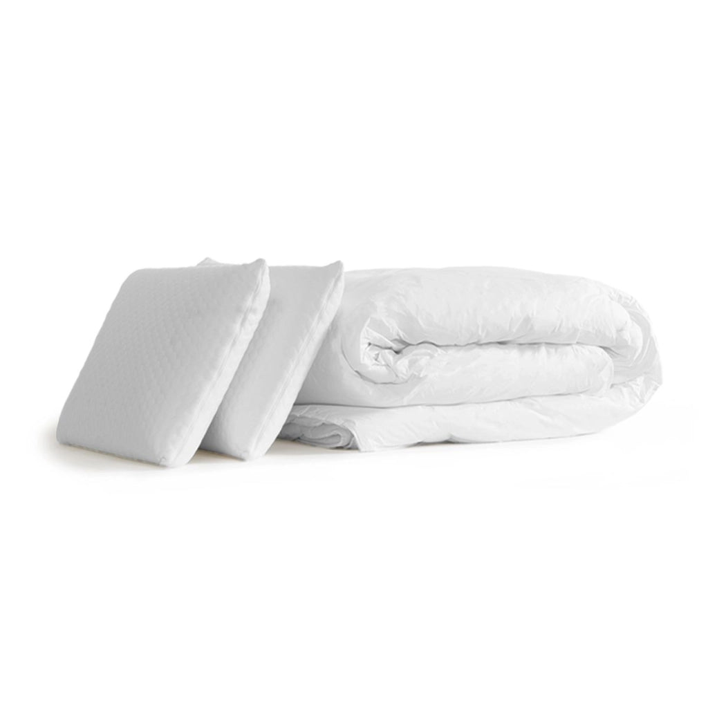 Pacchetto letto completo - Materasso 140x200cm + Box spring con doghe (kit) + 2 cuscini + Piumino - Biocare
