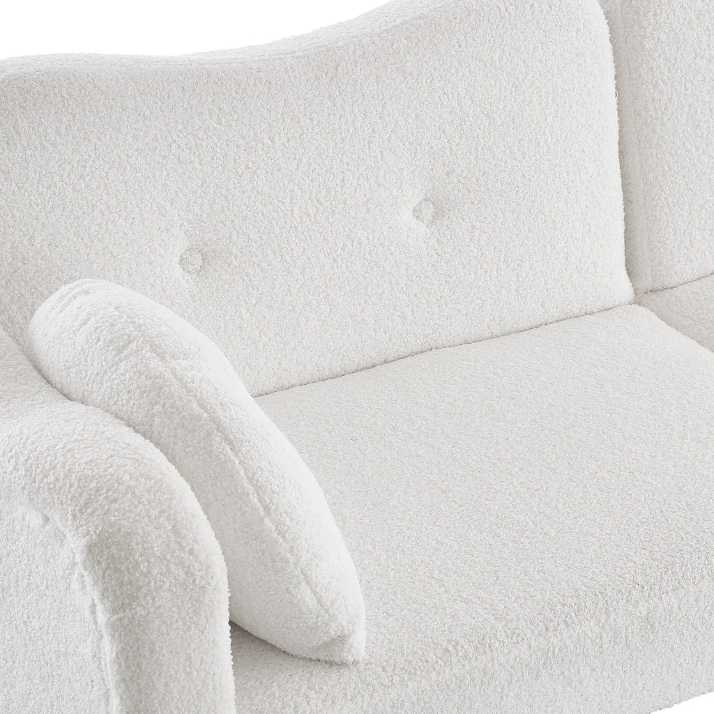 Divano Letto 2 Posti con Schienali Regolabili in 3 Posizioni e 2 Cuscini, in Tessuto Misto Bianco 155 × 85.5 cm