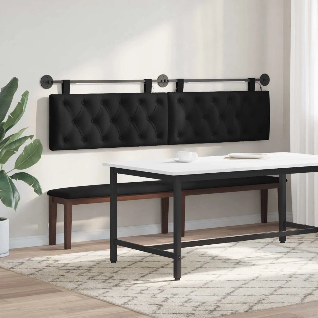 Testiera sospesa Con luce LED Nero Tessuto