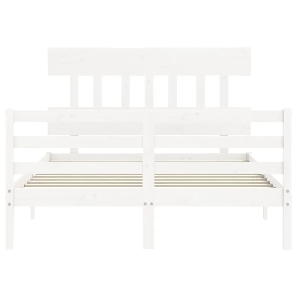 Giroletto con Testiera-Struttura Letto con testiera Bianco 120x200 cm in Legno Massello 386583