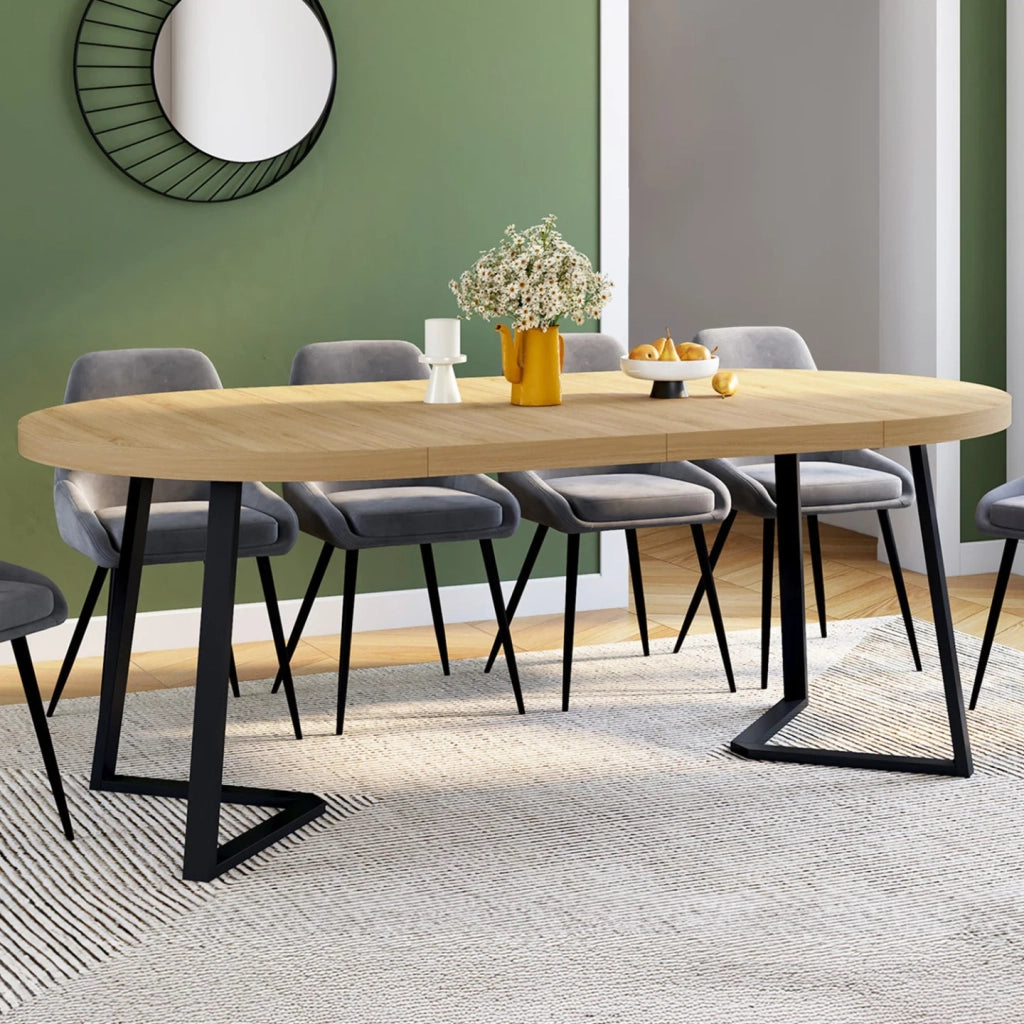 IDMarket - SELMA tavolo da pranzo rotondo allungabile 4-10 persone legno e nero 110-200 cm
