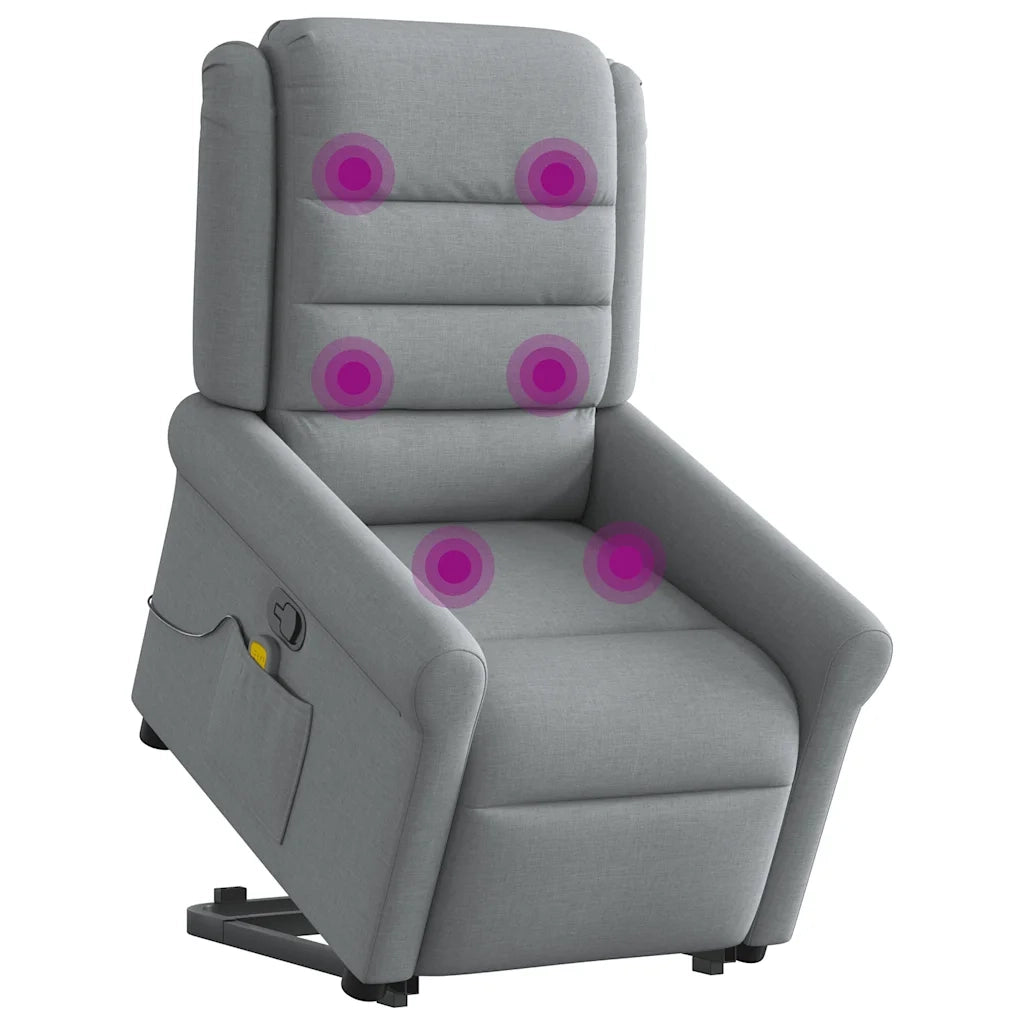 Poltrona Alzapersona Massaggi Reclinabile Grigio Chiaro Tessuto 3303324