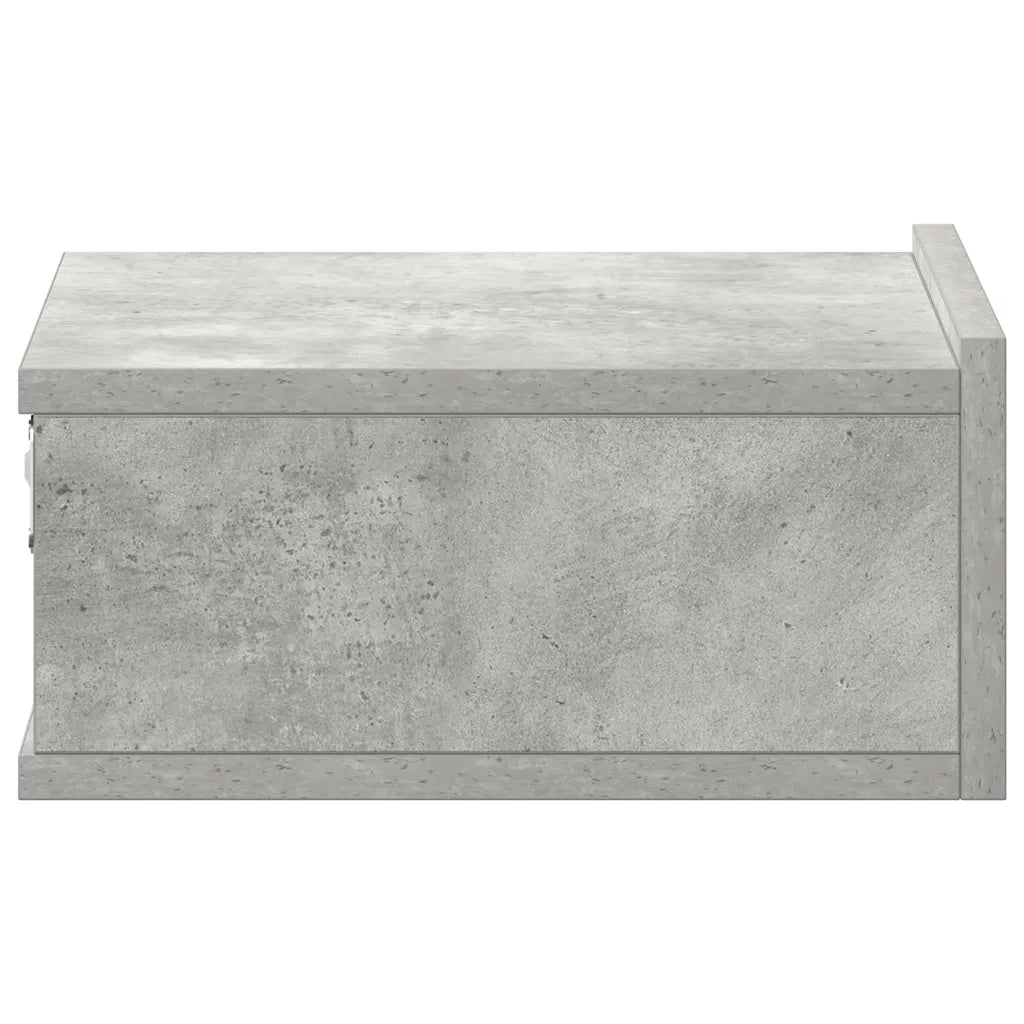Comodino | Armadio da Notte | Mobiletto da notte Pensile Grigio Cemento 40x30x15cm in Legno Multistrato