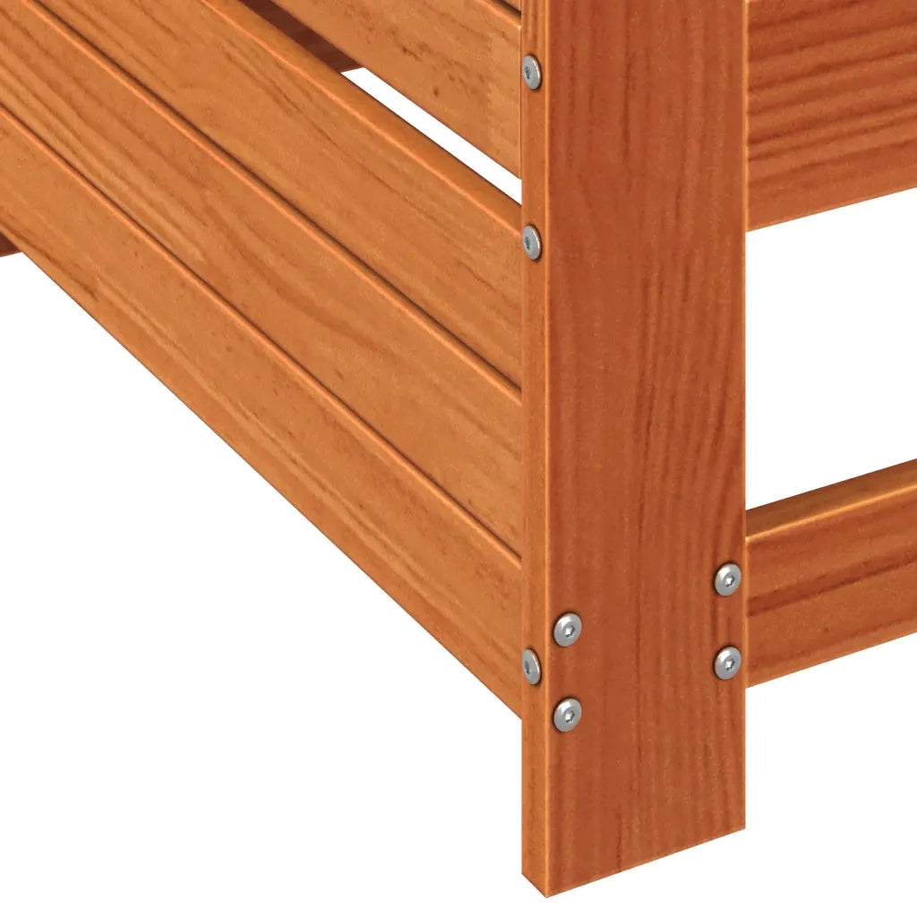 Divano Giardino Senza Braccioli con Cuscino-Sofa da Giardino-Divanetto da esterno Marrone Cera Pino 385452