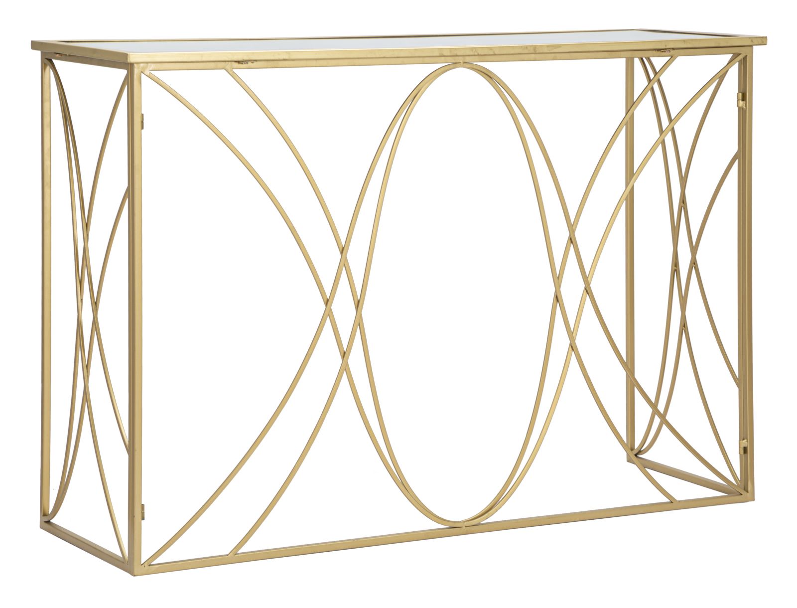 Console Exy 120x40x80 cm in Ferro e Specchio Oro e Argento