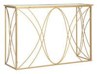 Console Exy 120x40x80 cm in Ferro e Specchio Oro e Argento