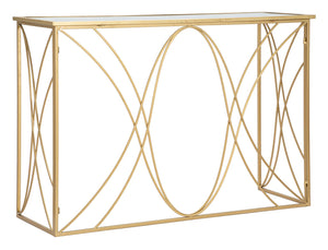 Console Exy 120x40x80 cm in Ferro e Specchio Oro e Argento