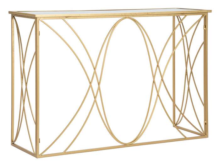 Console Exy 120x40x80 cm in Ferro e Specchio Oro e Argento