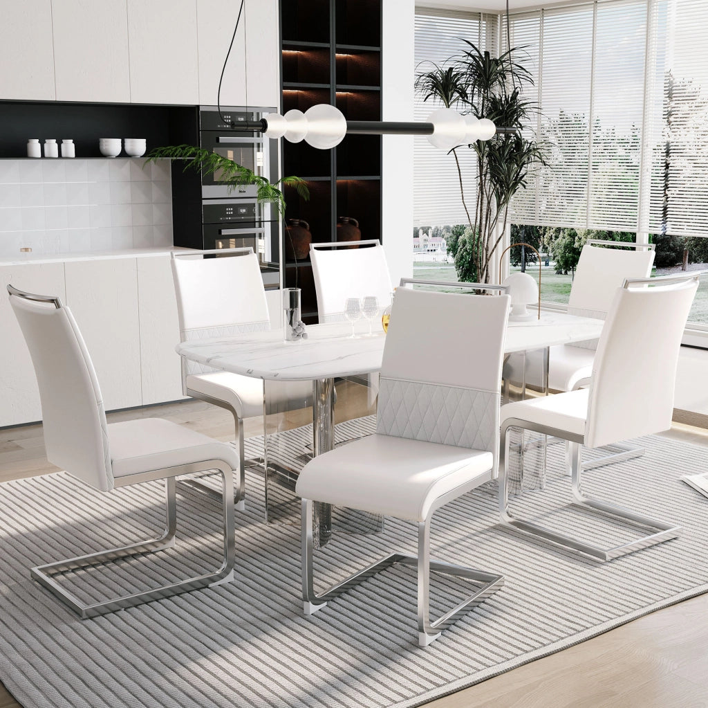 Sedia da pranzo bianca ergonomica con schienale alto
