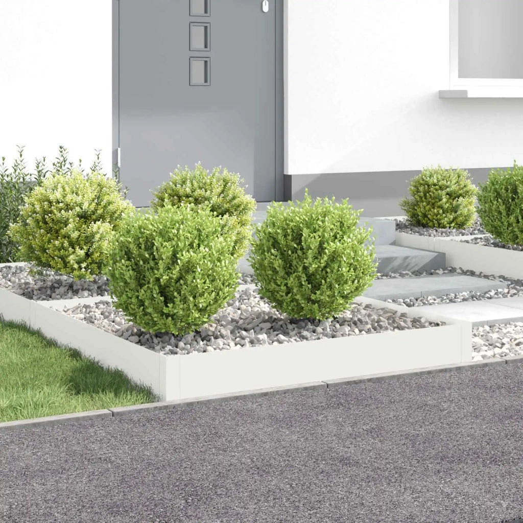Bordura per Prato 4 pz 100 x 100 x 20 cm Acciaio Bianco 8008962