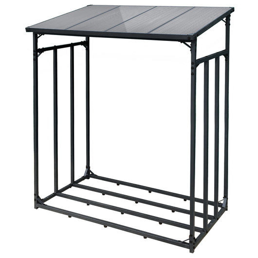 Toboli Scaffale portalegna da camino da esterno 185 x 83 x 185 cm Legnaia in metallo verniciata a polvere Portata 2000 kg