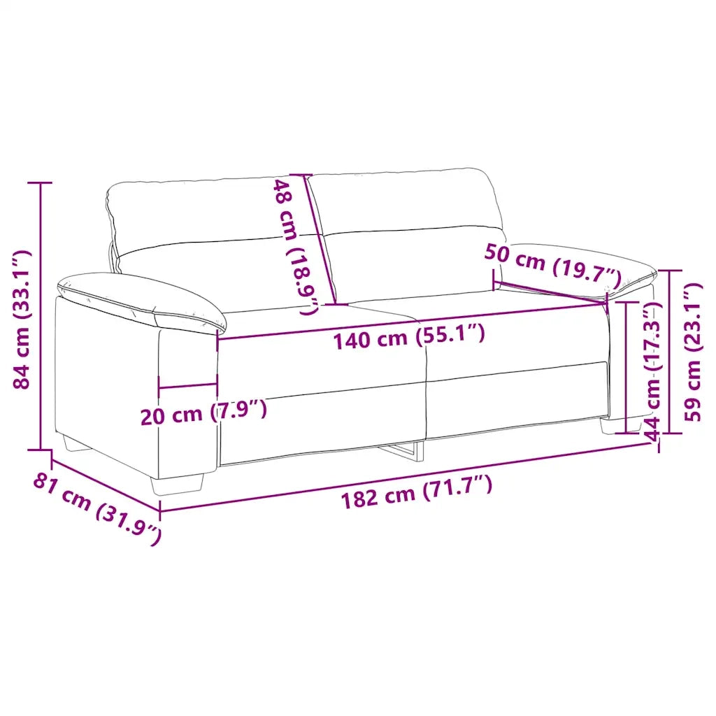 vidaXL Divano a 2 Posti Tortora 140 cm in Tessuto
