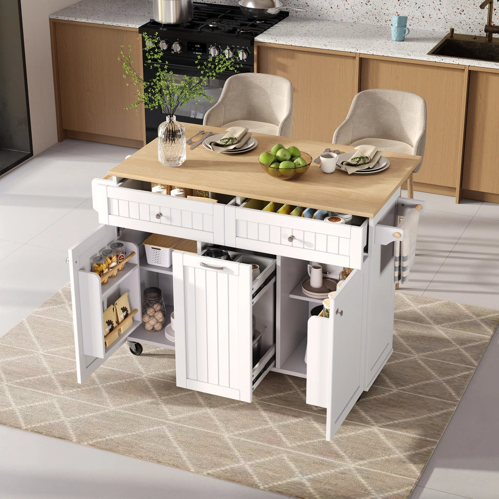 Carrello da Cucina con 2 Cassetti; Ripiani Regolabili; Portasciugamani e Piano Ribaltabile per Cucina; in MDF; 140x40-70x92 cm