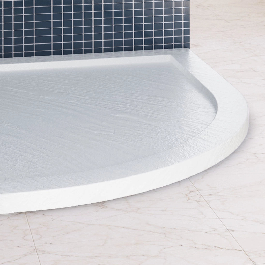 Piatto Doccia Slim 80x80x4 cm Semicircolare Acrilico Bordato Bianco Effetto Pietra mod. Flower