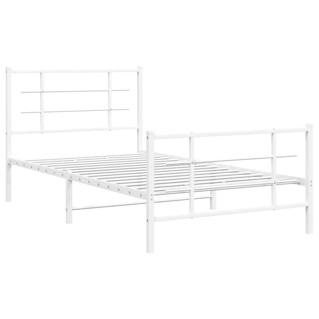 Giroletto con Testiera e Pediera Metallo Bianco 100x200 cm 355623