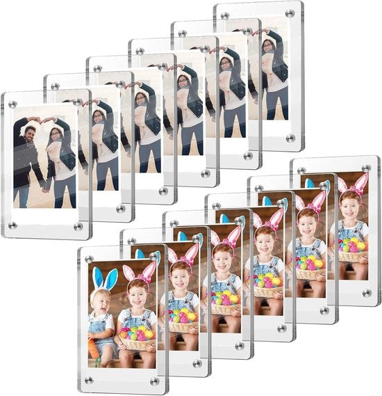 Fotolijste magnetiche 12 pezzi acrilico doppio lato per fotocamere a pellicola 6x9 cm.