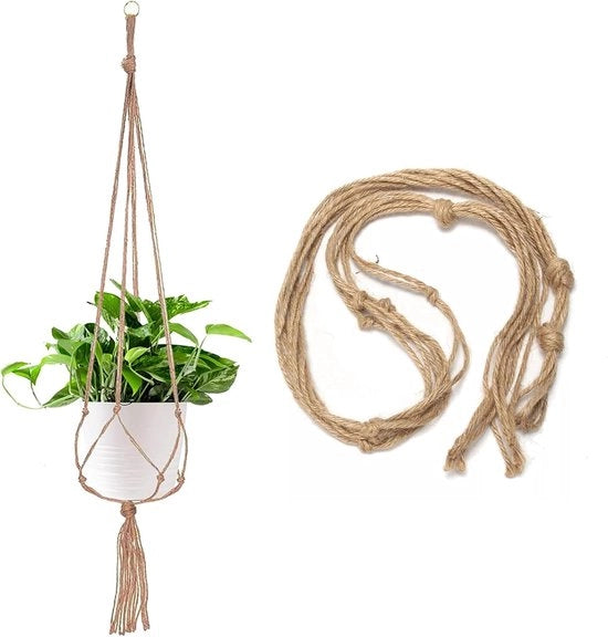 Hanger per fiori in cotone - corda per macramé - vaso da appendere per piante - lampada da appendere - vaso per fiori - sostituto di vaso per piante - hanger per interni ed esterni