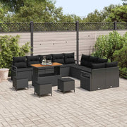 Set Divano da Giardino con cuscino con cuscino 14 pcs Nero