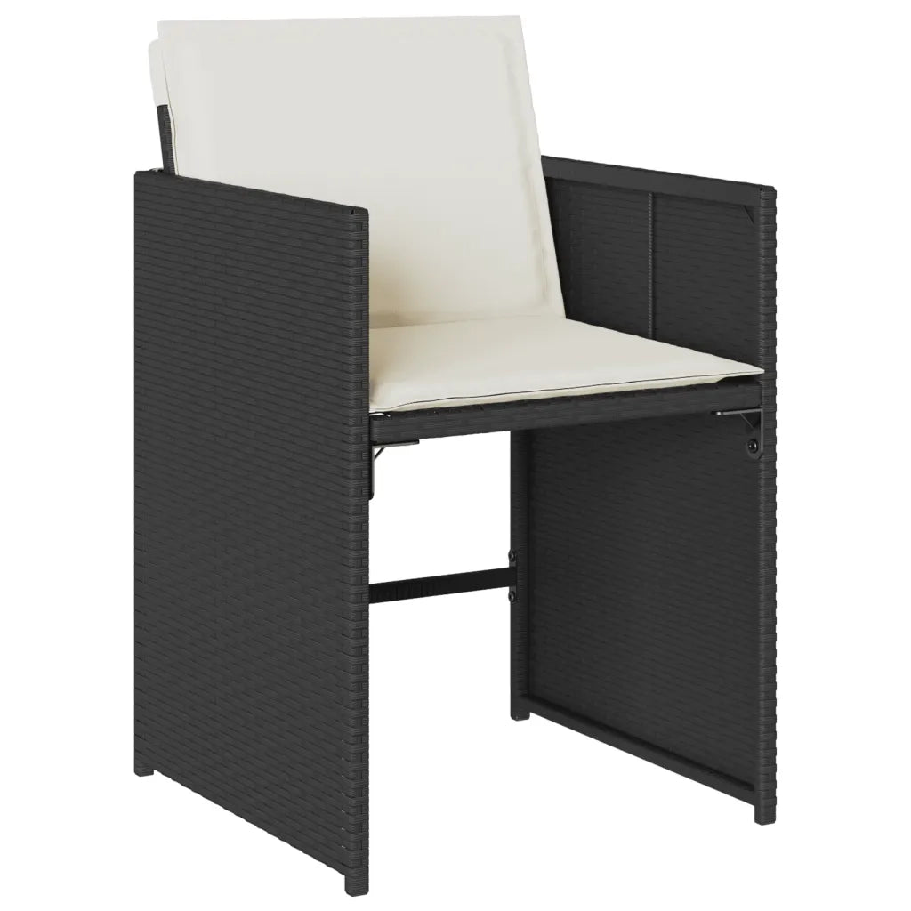 Set da Pranzo da Giardino 13pz con Cuscini Nero in Polyrattan 3277985