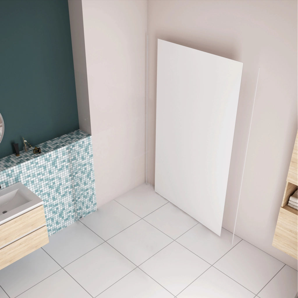 90x210 cm Pannello Doccia Realizzato in Alluminio Spessore 3mm con Profili Finitura Bianco Opaco per Rivestimento Parete Bagno