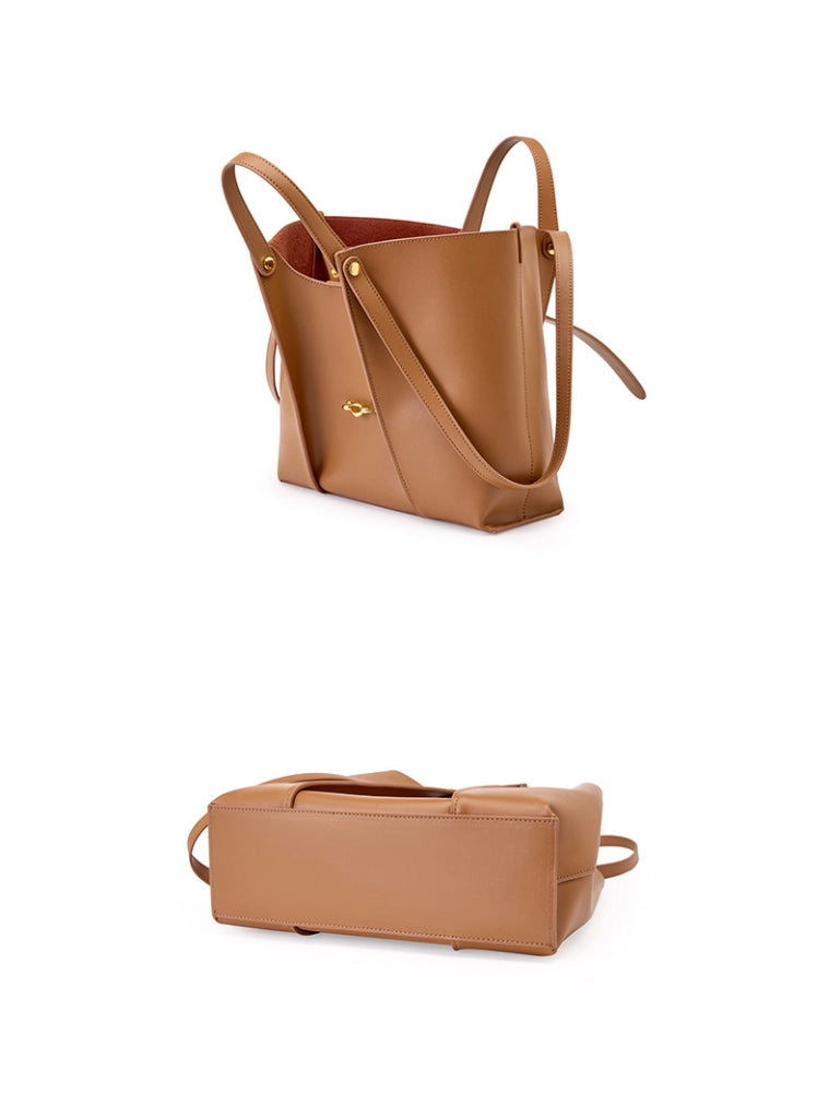 Borsa a tracolla/borsa tote da donna in vera pelle marrone