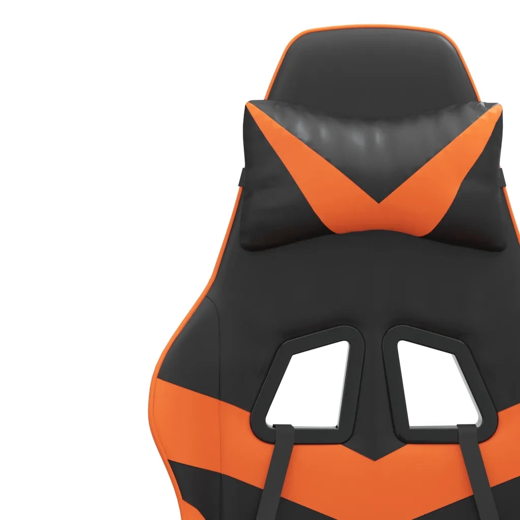 Sedia da Gaming Girevole Poggiapiedi Nero Arancione Similpelle cod mxl 67389