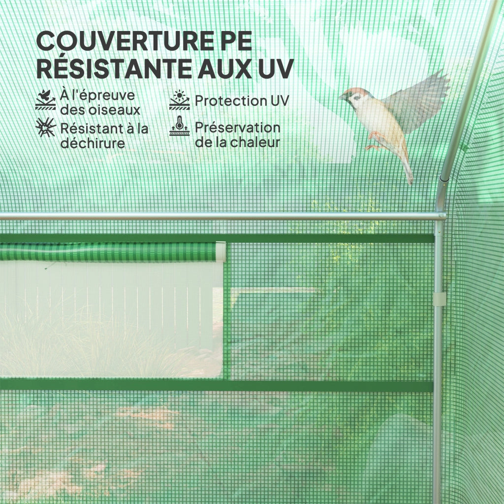 Serra da giardino 4x3x2m ¨C Xylo ¨C porte arrotolabili, finestre grandi, verde